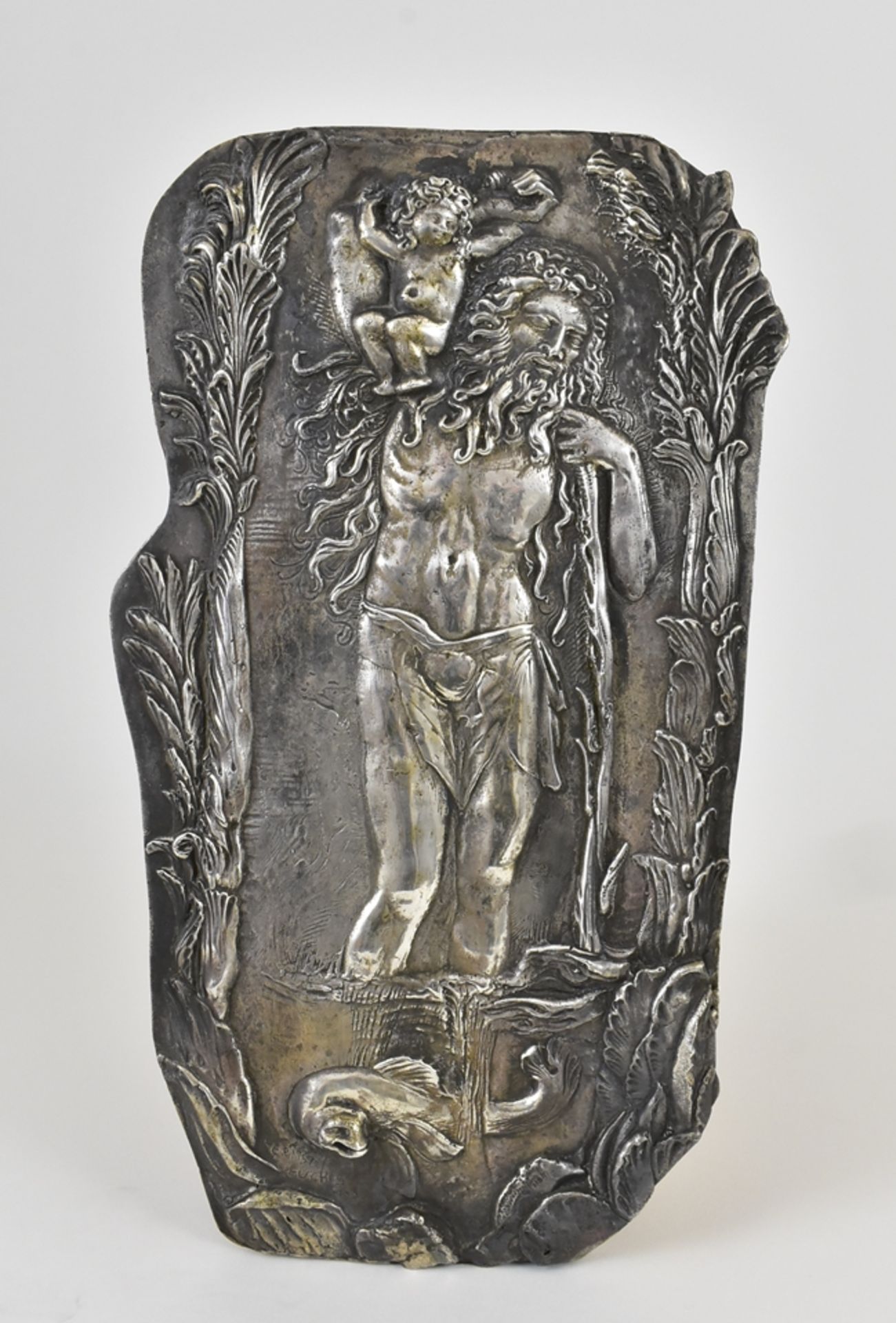 Ernst Fuchs. 1930 - Wien - 2015. Sign. und 1978 dat. Christophorus-Relief. Silber, numm. Ex. 45/100