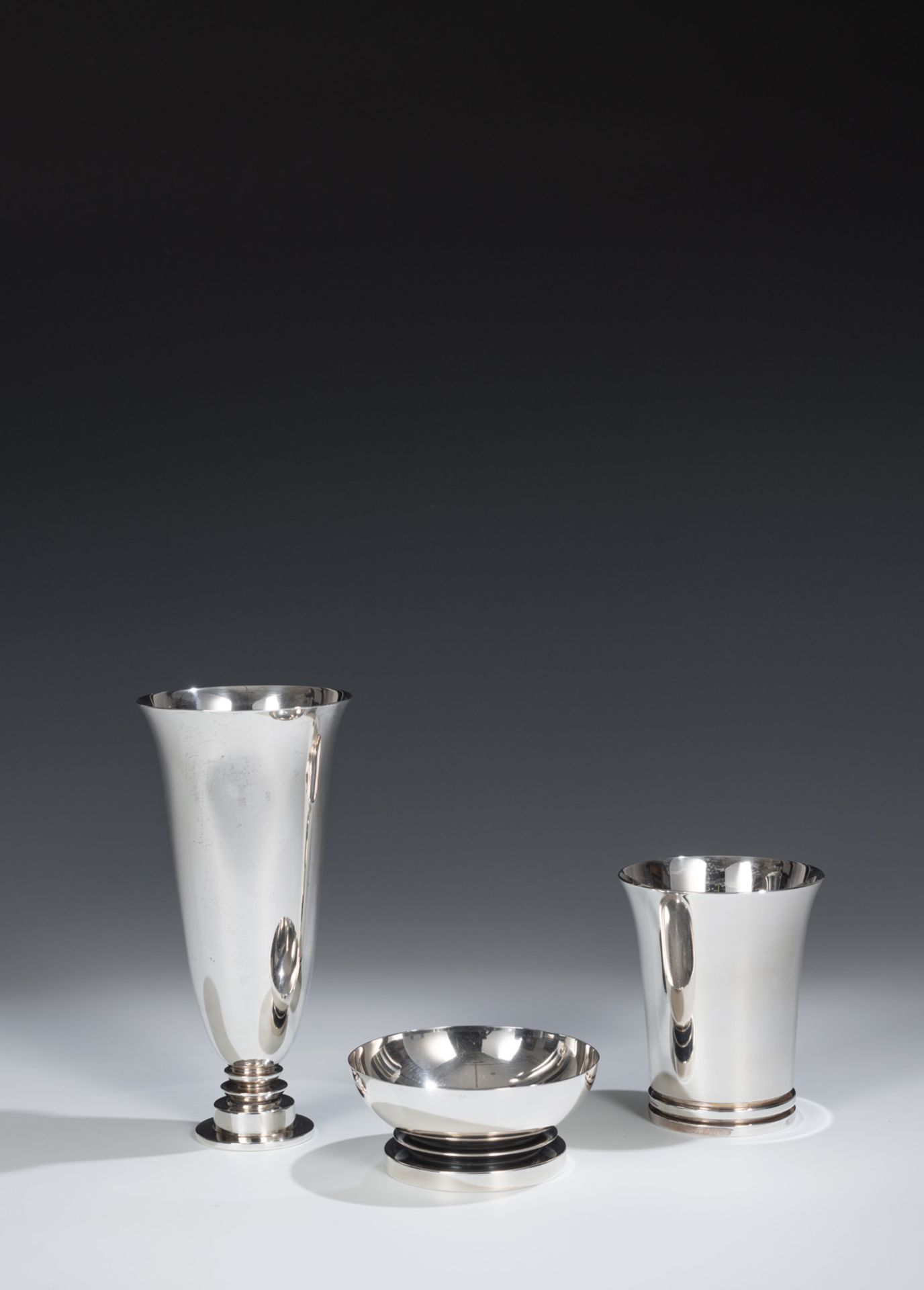 GEORG JENSEN - Vase, beaker and small bowl "Pyramid" - Image 2 of 5