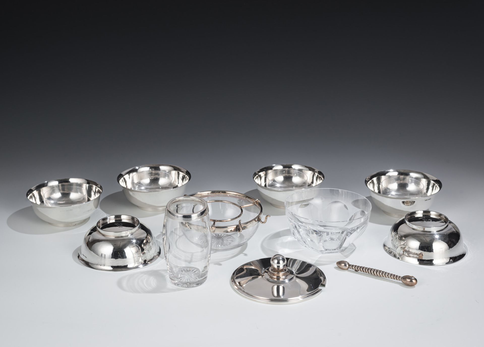 GEORG JENSEN - Six small bowls and honey bowl with lid - Image 2 of 7