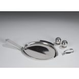 GEORG JENSEN - Serving ring, salt, pepper, pair of table scoops