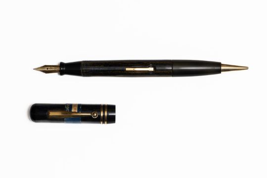 John Holland Blue & Bronze Marble Fountain Pen/Pencil Combination - Image 3 of 4