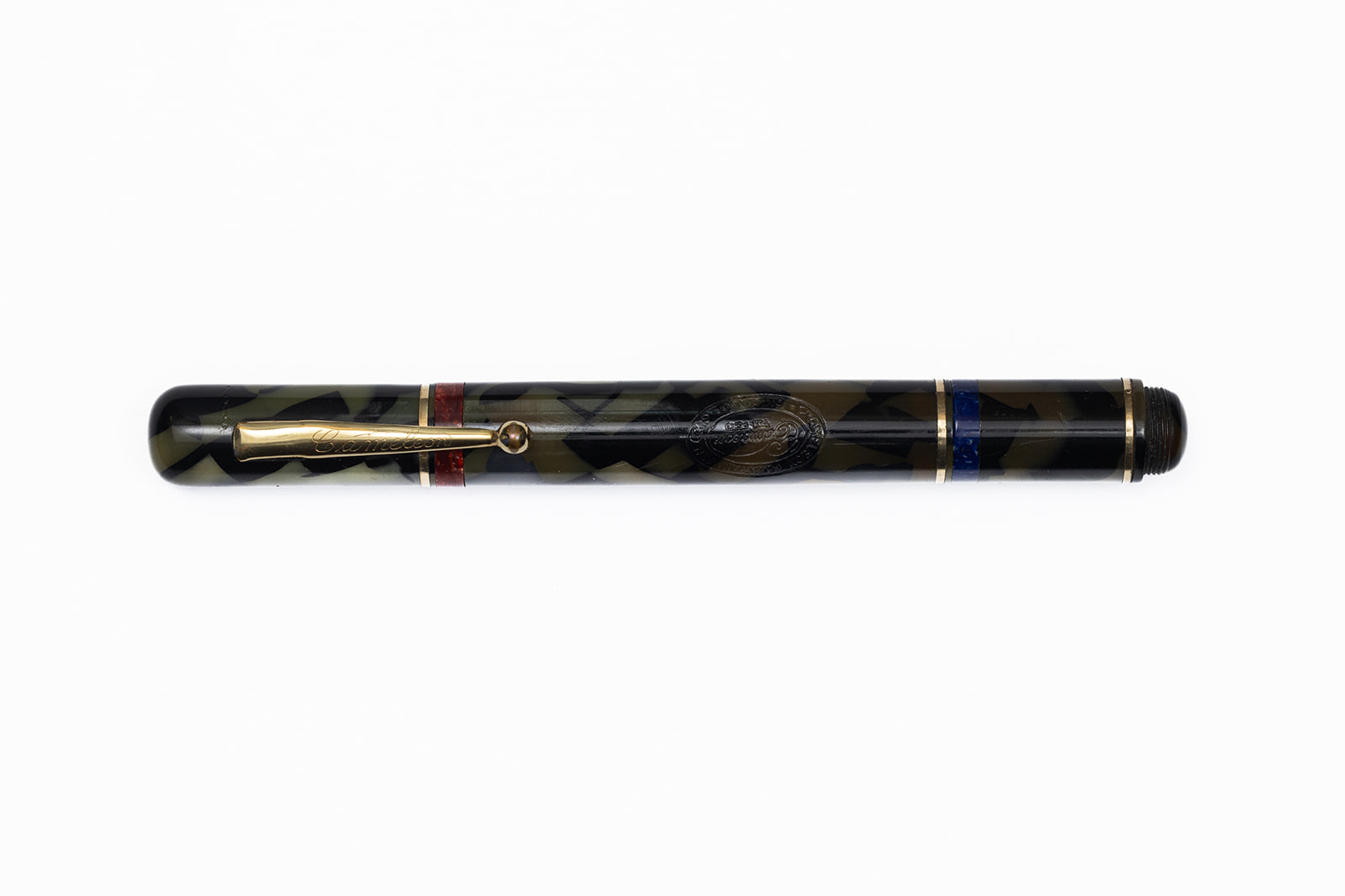 Cameleon Black & Pearl Marble Double Ended Fountain Pen Combination