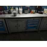 Blue Metal Work Bench with Storage