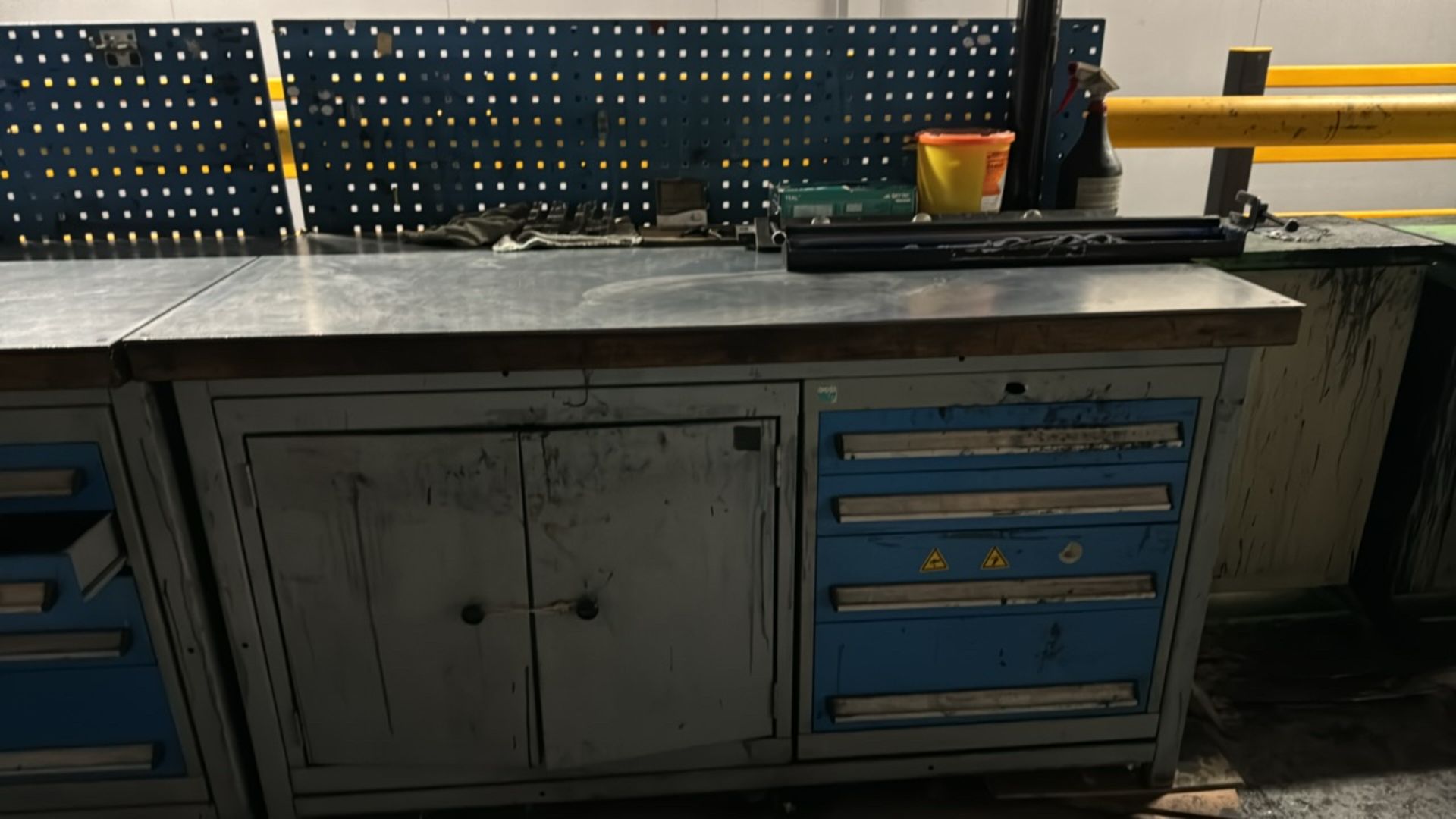 Blue Metal Work Bench with Storage - Image 2 of 3