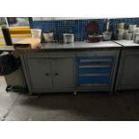 Blue Metal Work Bench with Storage