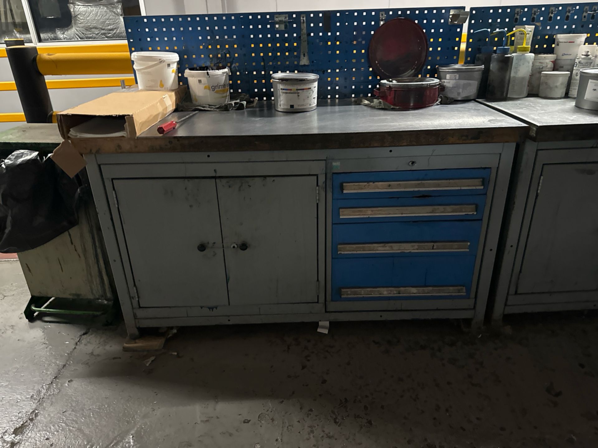 Blue Metal Work Bench with Storage