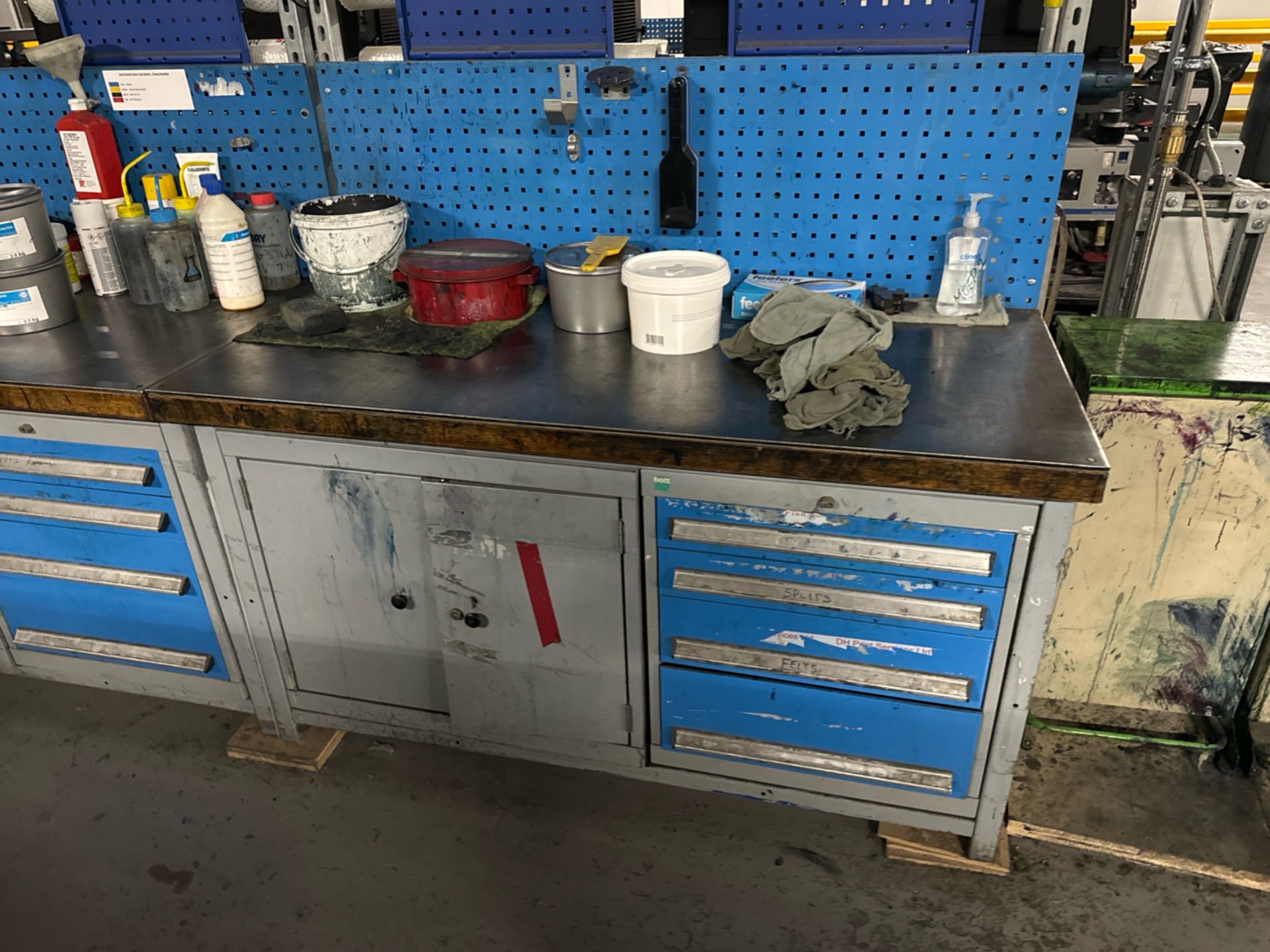 Blue Metal Work Bench with Storage