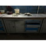 Blue Metal Work Bench with Storage