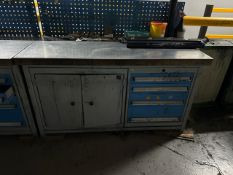 Blue Metal Work Bench with Storage