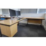 2-Desk Corner Unit with drawers in one desk x3
