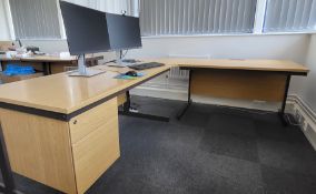 2-Desk Corner Unit with drawers in one desk x3