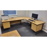 2-Desk Corner Unit with drawers in both desks x3