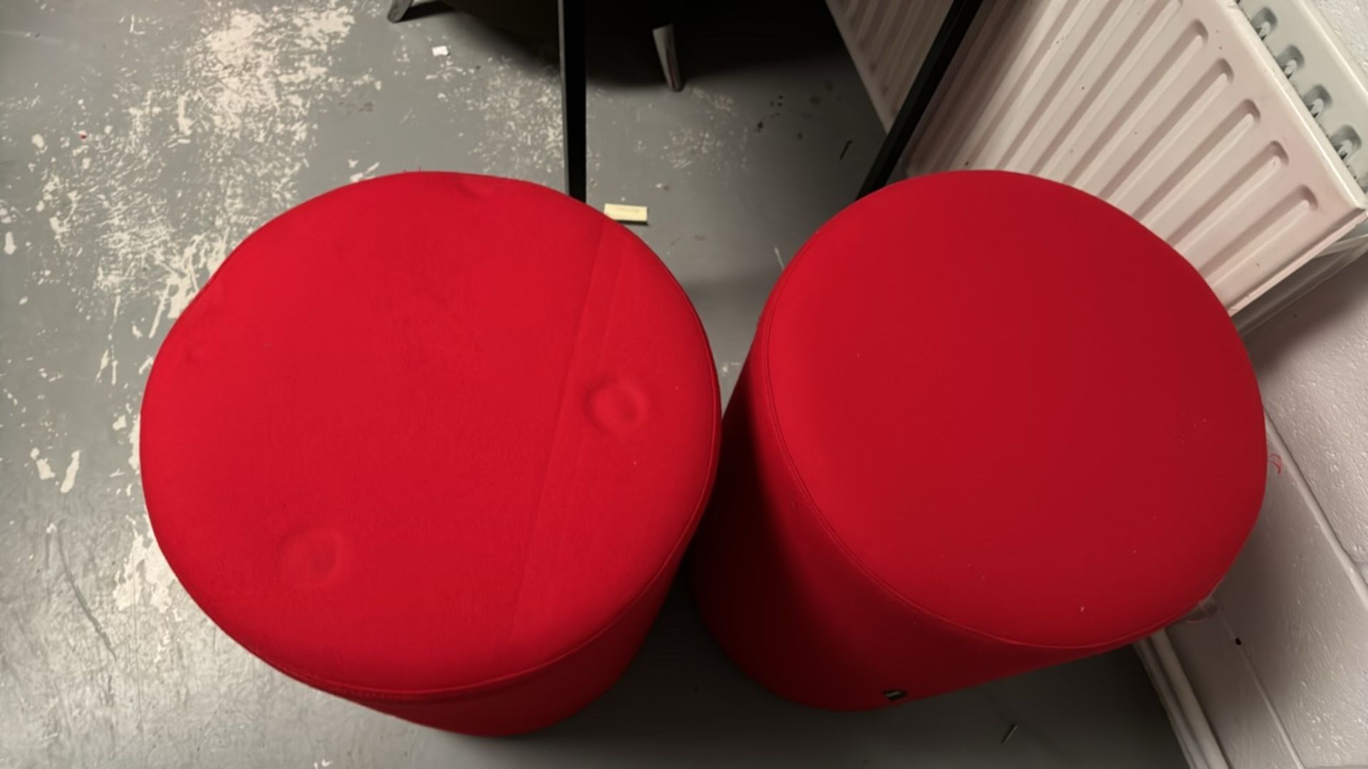 Red Fabric Pouffees x6 - Image 2 of 4