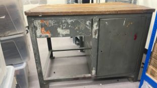 Metal Work Bench With Wooden Top