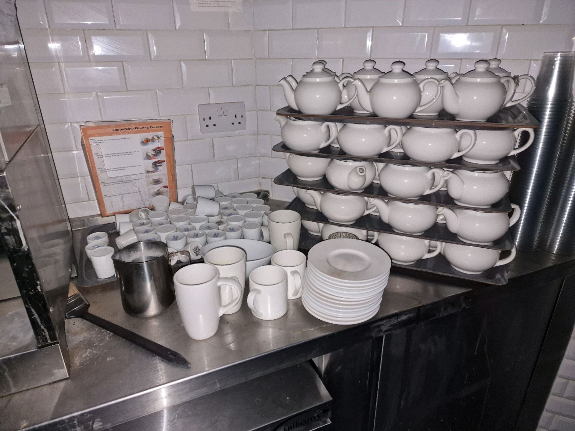 Quantity of Cafeteria Teapots, Plates and Cups - Image 3 of 3