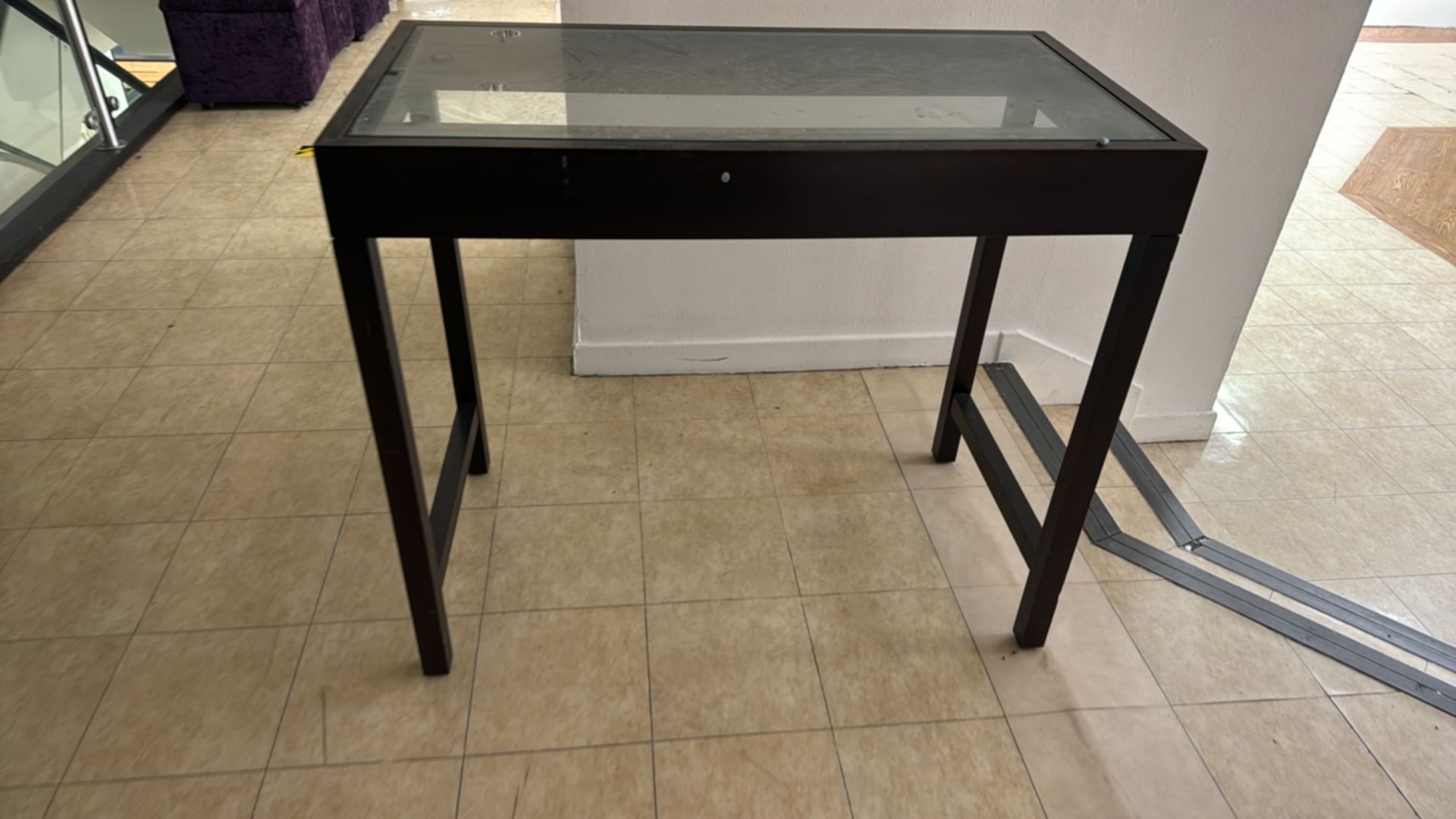 Wooden Table With Glass Top