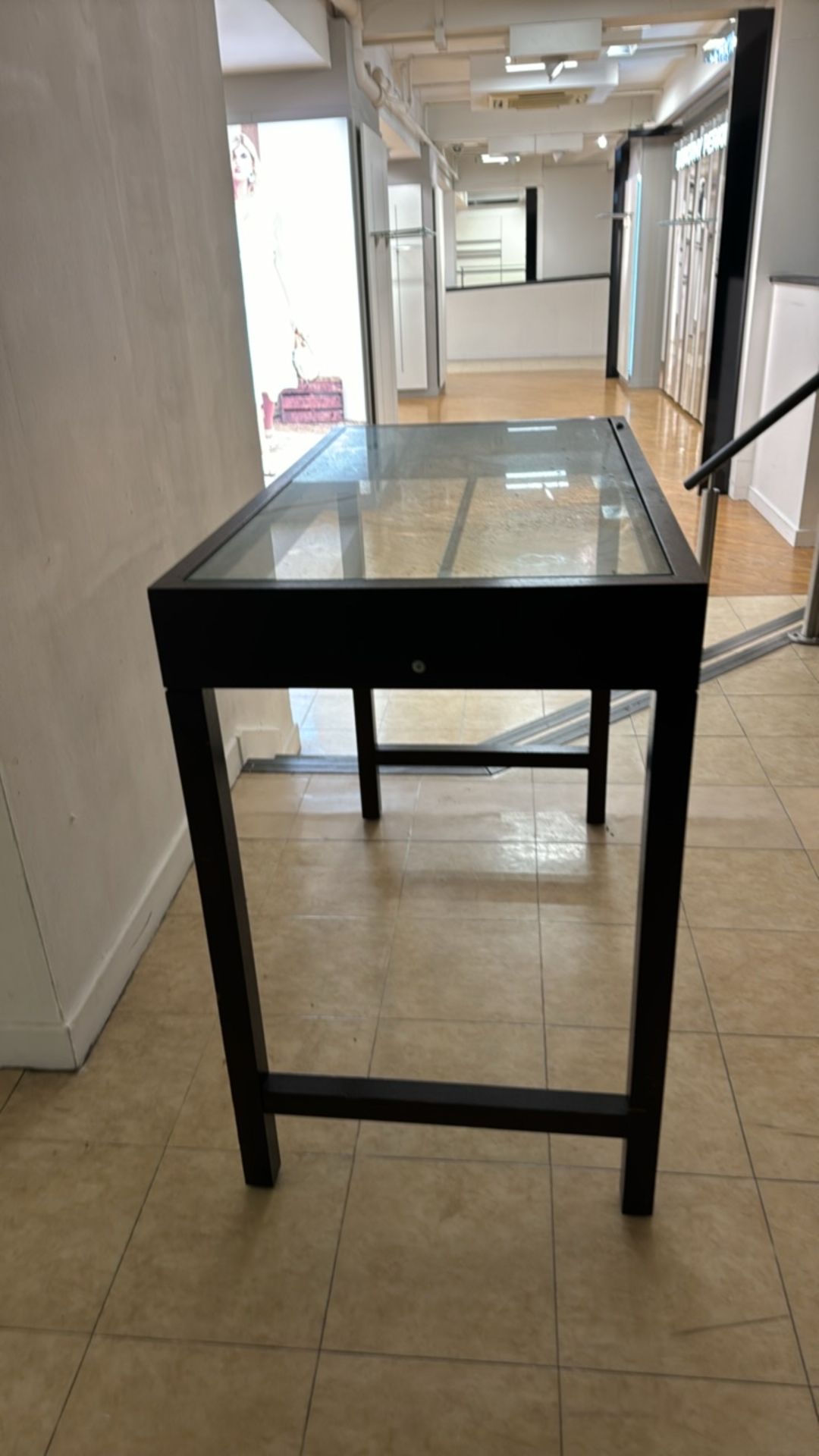 Wooden Table With Glass Top - Image 4 of 4
