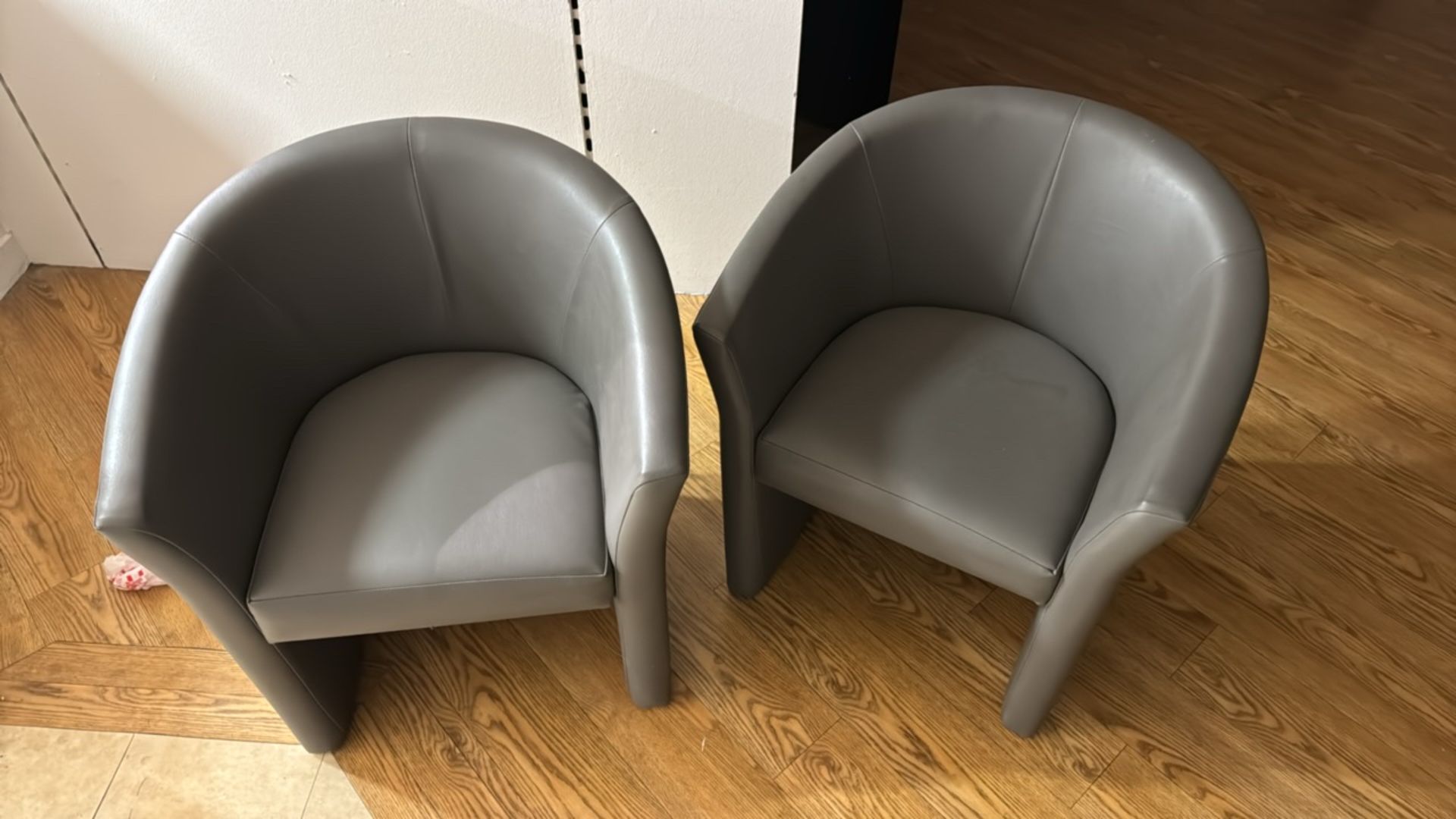 Grey Faux Leather Chairs x2 - Image 2 of 4