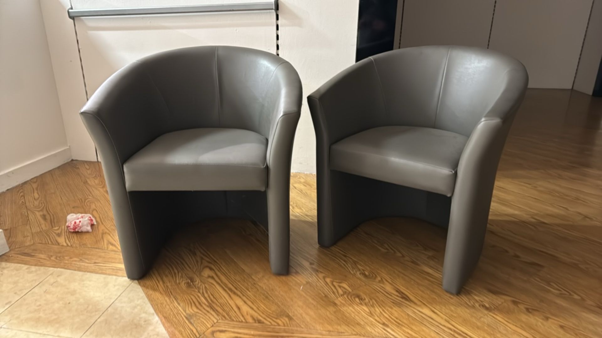 Grey Faux Leather Chairs x2 - Image 3 of 4