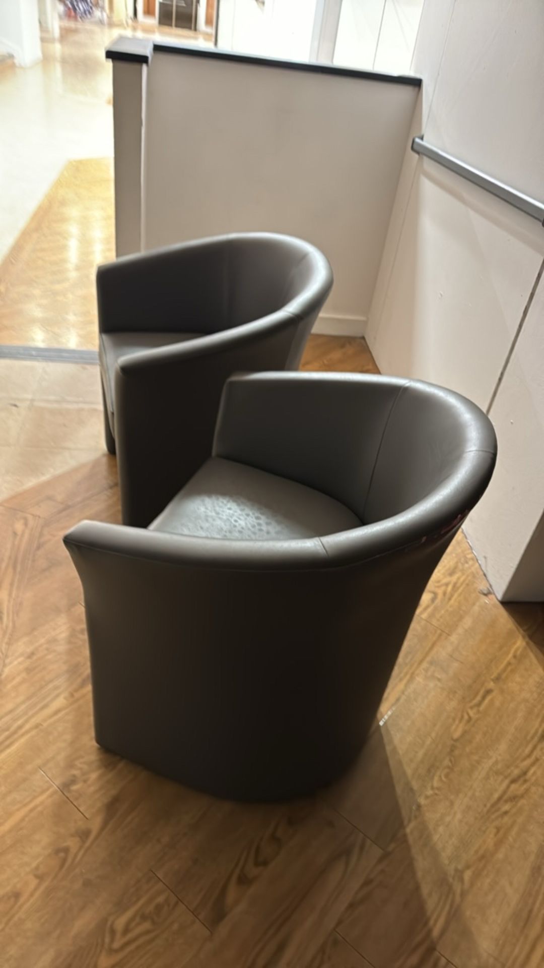 Grey Faux Leather Chairs x2 - Image 4 of 4