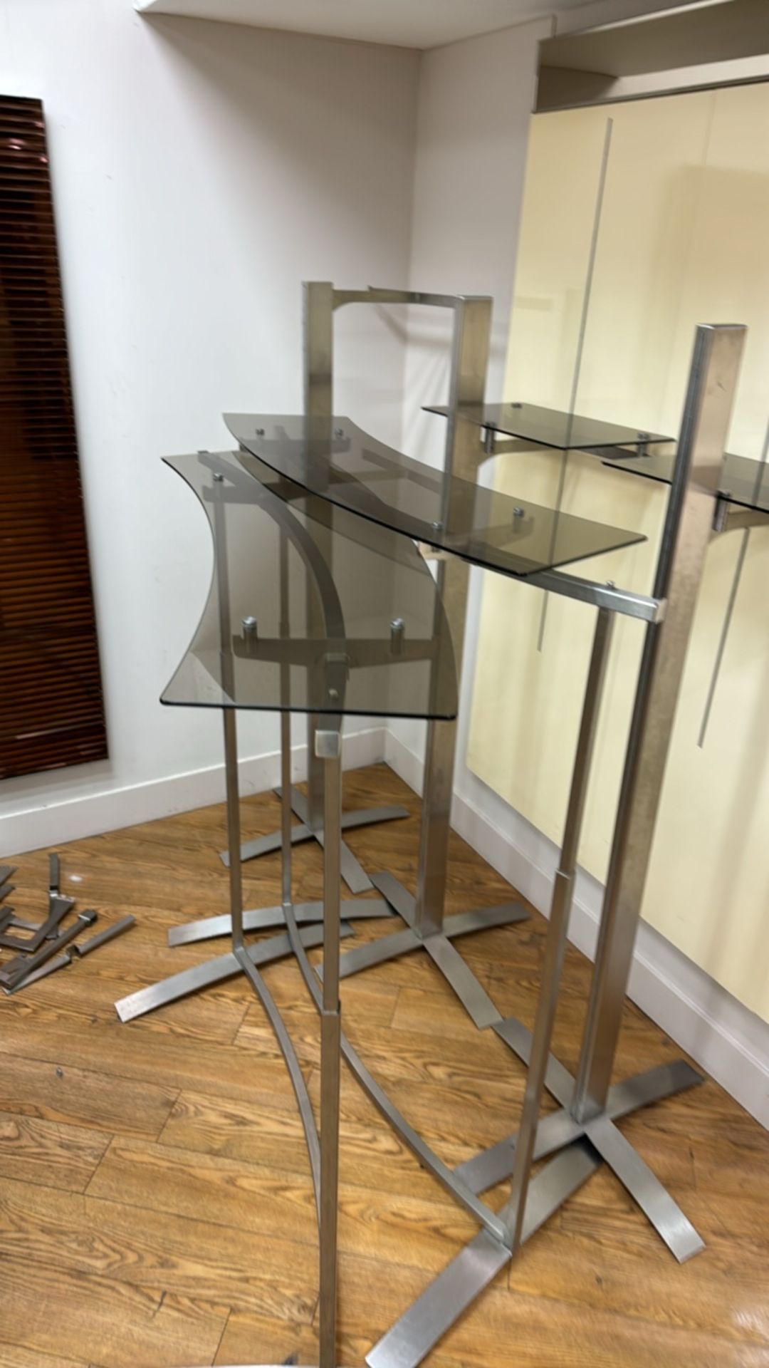 Curved Metal Retail Rails with Glass Tops x5 - Image 5 of 5