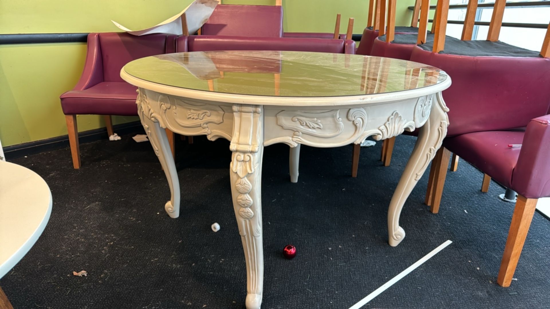 Circular Wood Table with Mirrored Glass Top