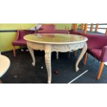 Circular Wood Table with Mirrored Glass Top