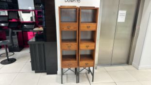 Wood Retail Display Stands with Box Shelves x2