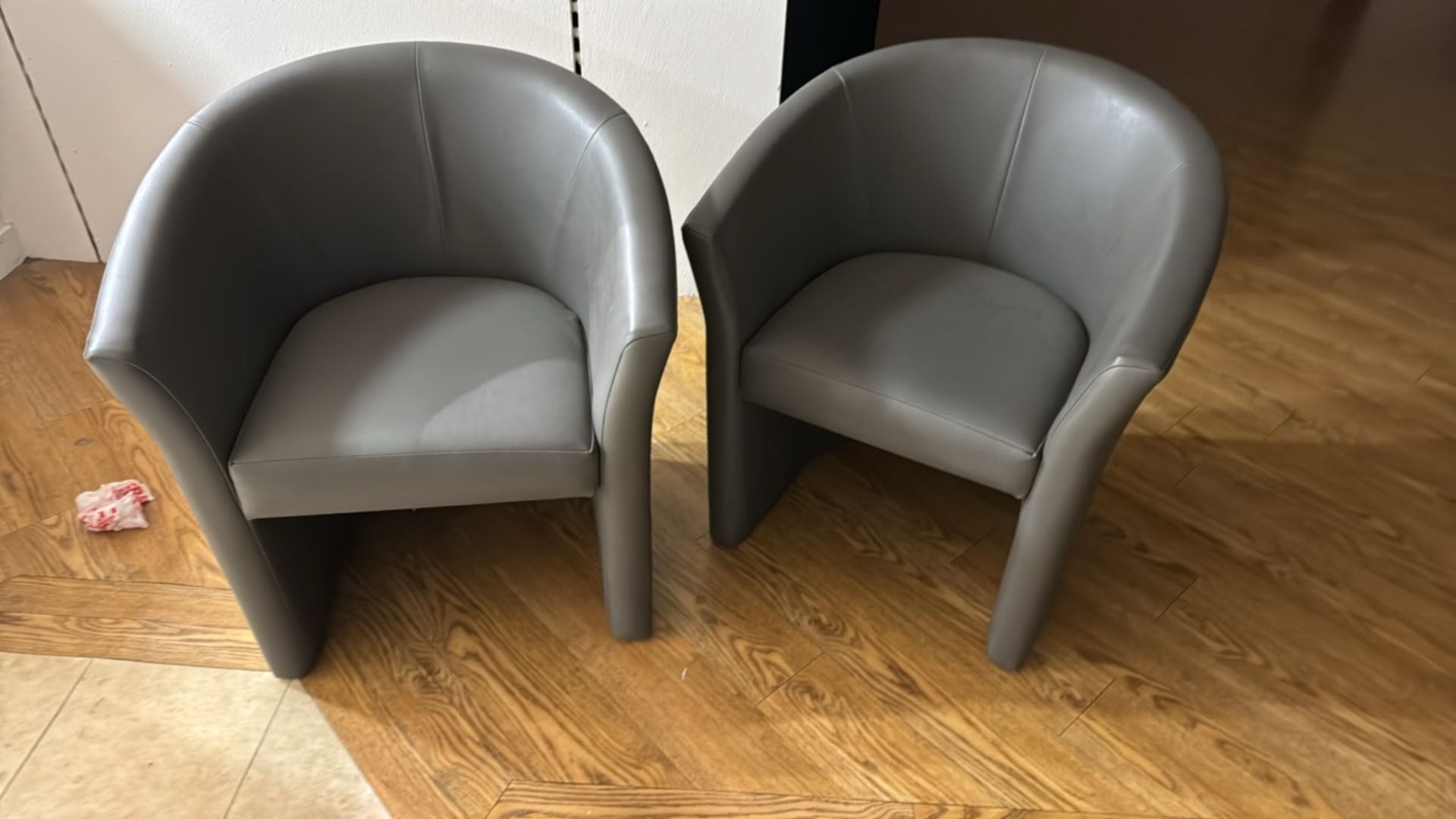 Grey Faux Leather Chairs x2