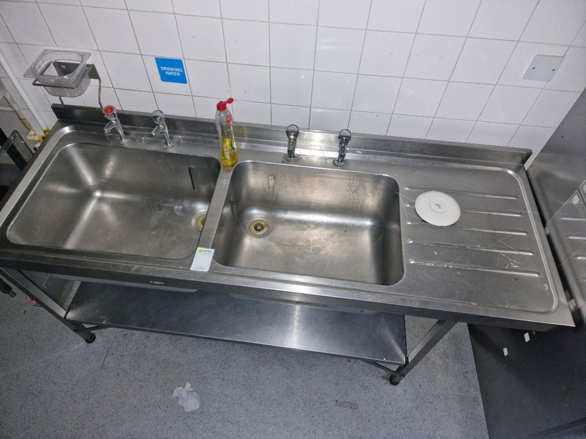 Double Stainless Steel Sink Table - Image 2 of 2
