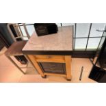 Wooden Table Display with Marble Top and Storage Drawers