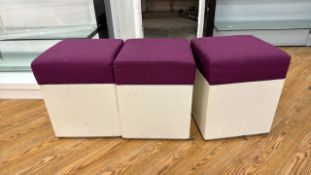 White Wood Box Seat With Fabric Top x3