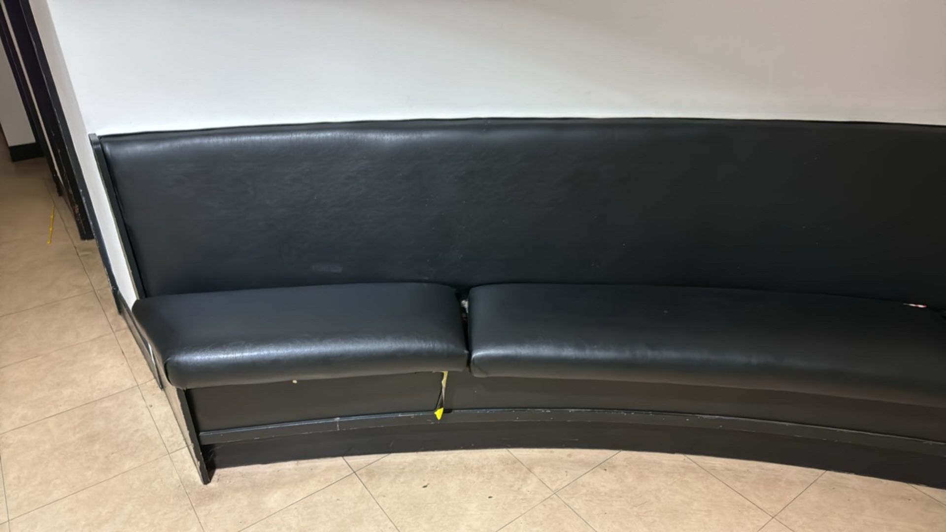 Curved Black Faux Leather Bench Seating - Image 3 of 5