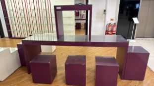 Purple Wood Benches & Box Display Units