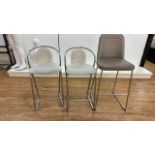 Set Of 3 Faux Leather Stools