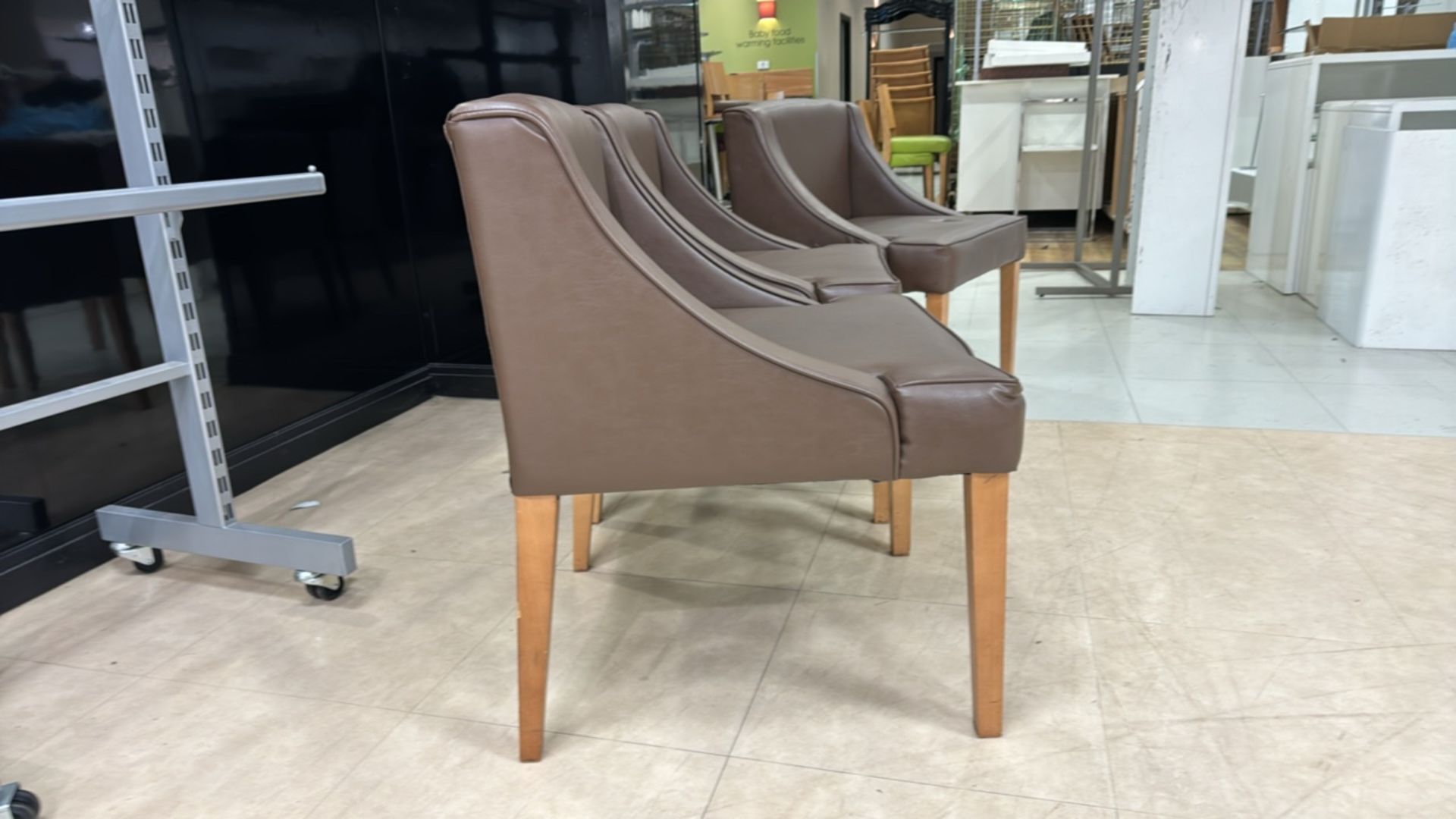 Brown Faux Leather Chairs x3 - Image 4 of 5