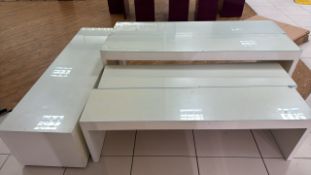 White Wood Display Benches With Glass Tops x5