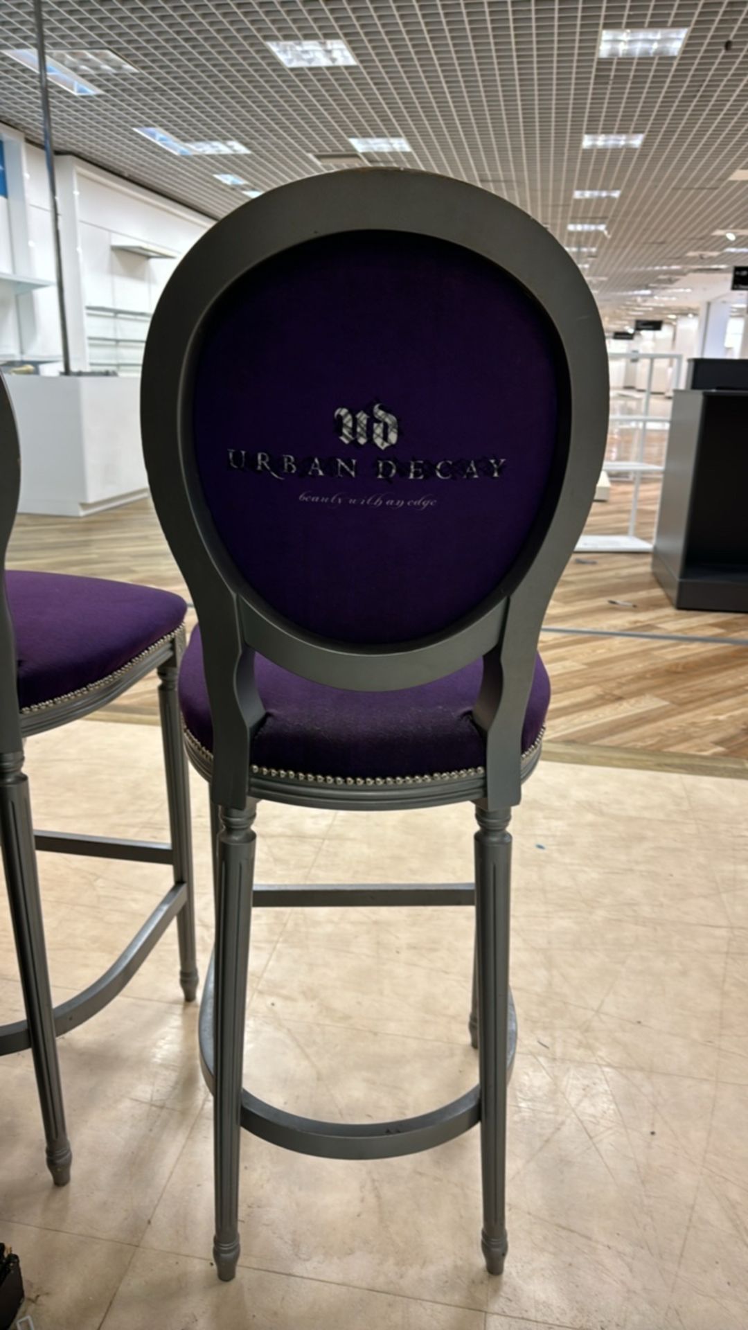 Urban Decay Purple & Silver Wood Stools x3 - Image 3 of 5