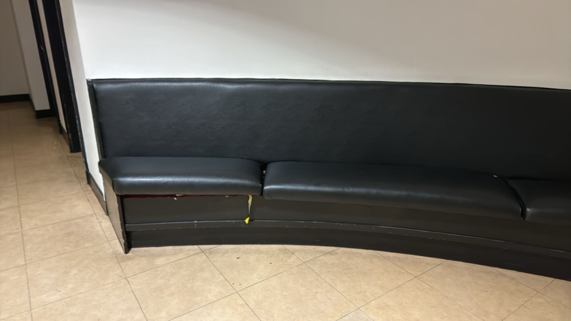 Curved Black Faux Leather Bench Seating - Image 2 of 5