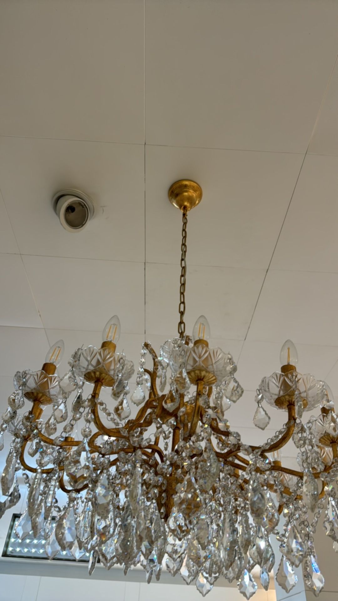 Gold Metal & Glass Chandelier - Image 2 of 5