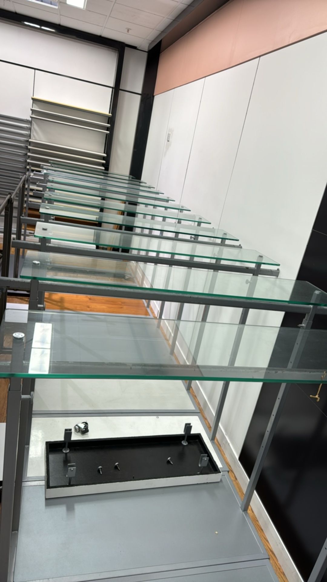 Glass Top Metal Retail Hanging Rails x5 - Image 3 of 4