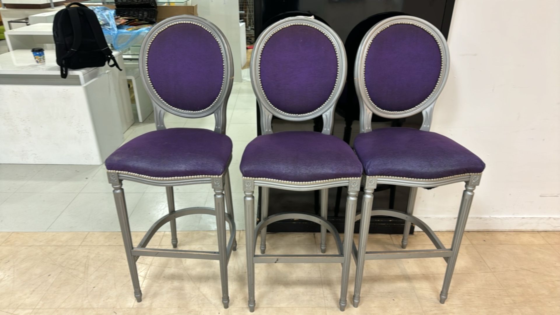Urban Decay Purple & Silver Wood Stools x3