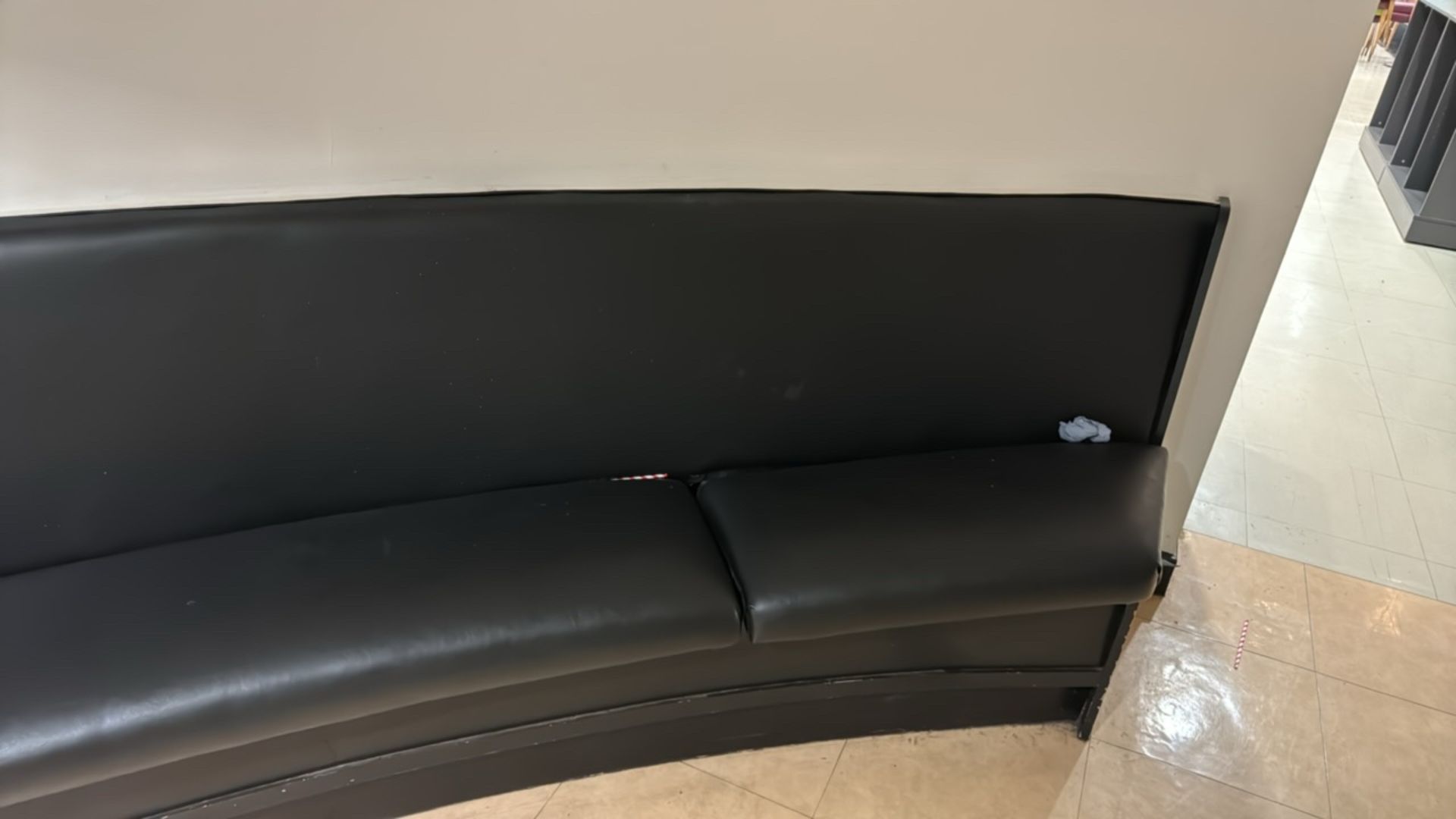 Curved Black Faux Leather Bench Seating - Image 4 of 5
