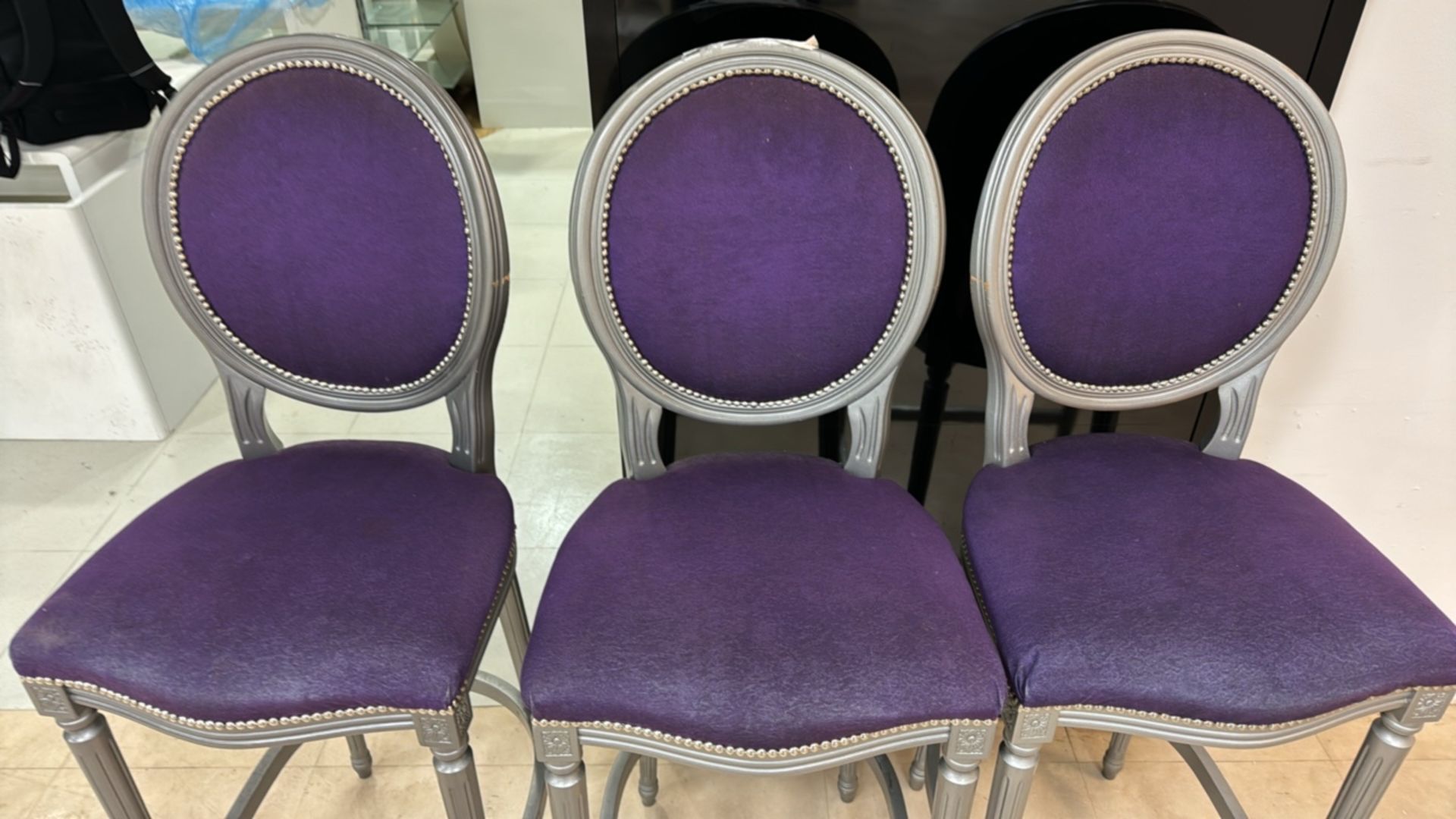 Urban Decay Purple & Silver Wood Stools x3 - Image 5 of 5