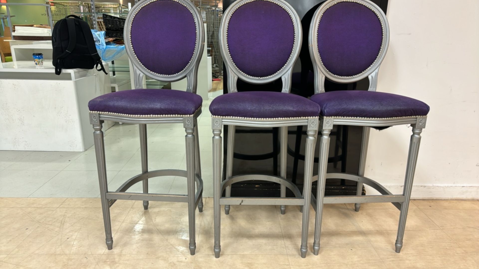 Urban Decay Purple & Silver Wood Stools x3 - Image 4 of 5