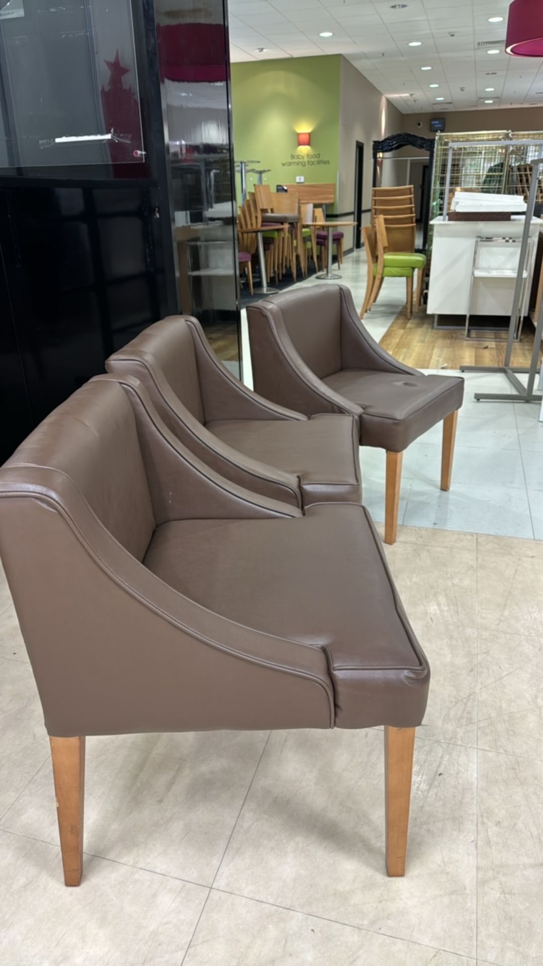 Brown Faux Leather Chairs x3 - Image 3 of 5