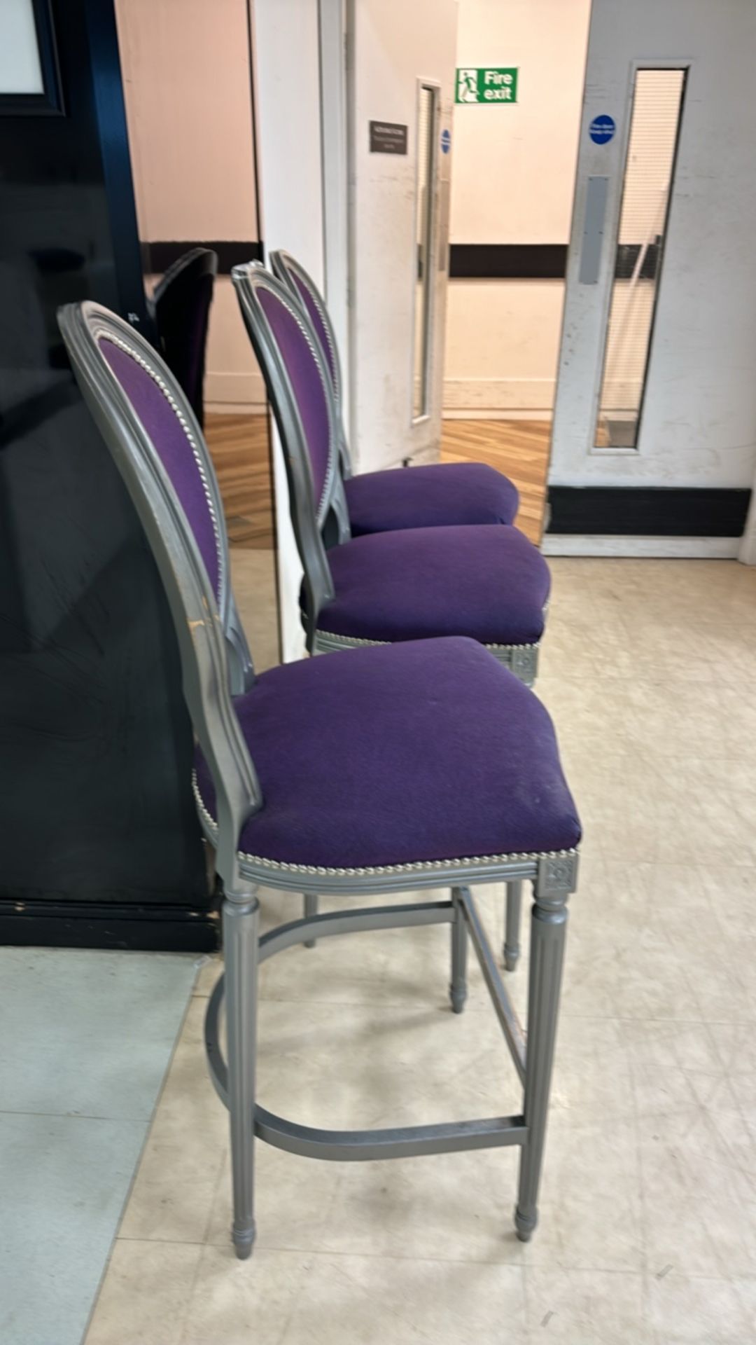 Urban Decay Purple & Silver Wood Stools x3 - Image 2 of 5