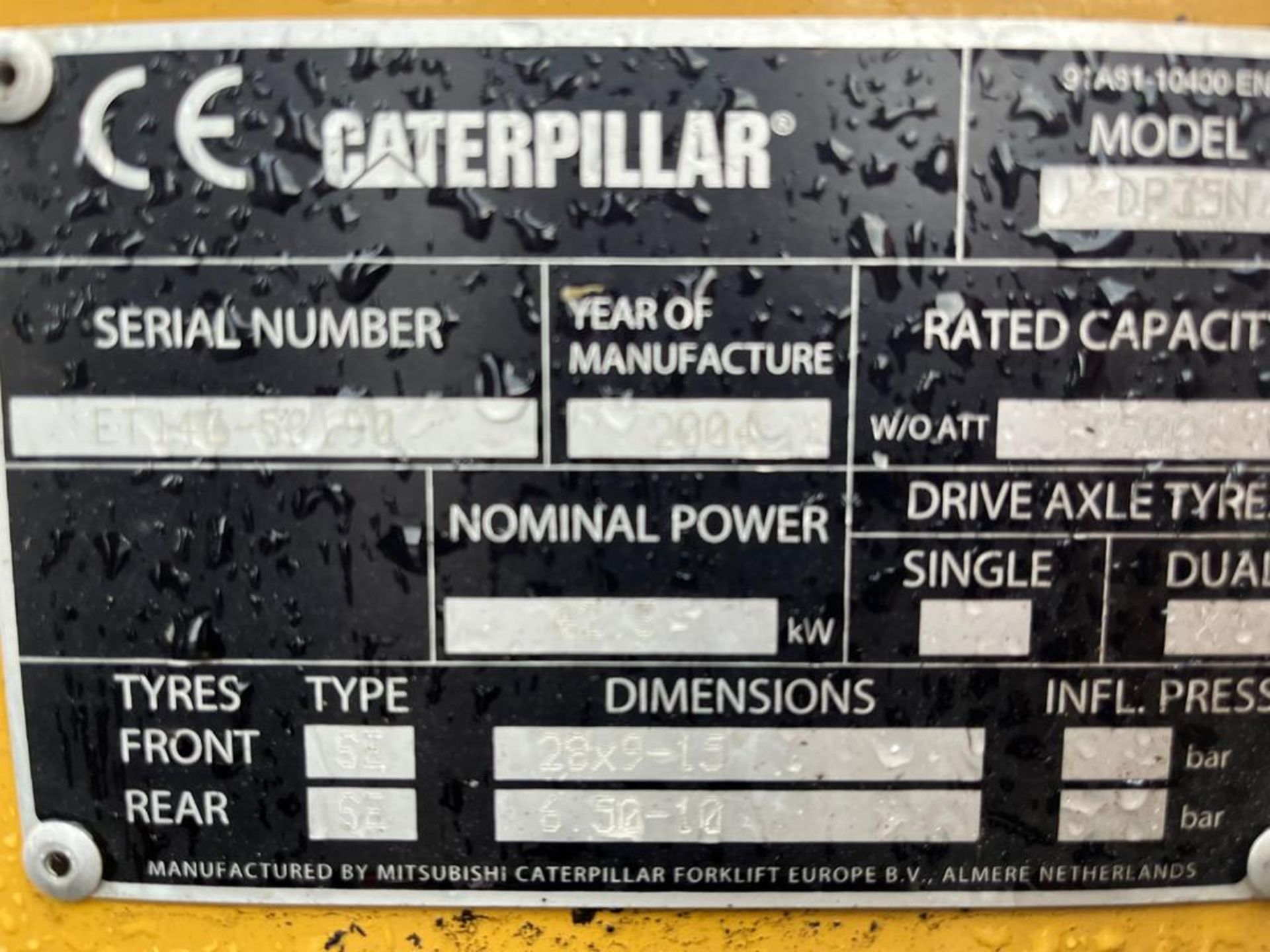 2004, CATERPILLAR - 3.5 Tonne Diesel Forklift - Image 9 of 12