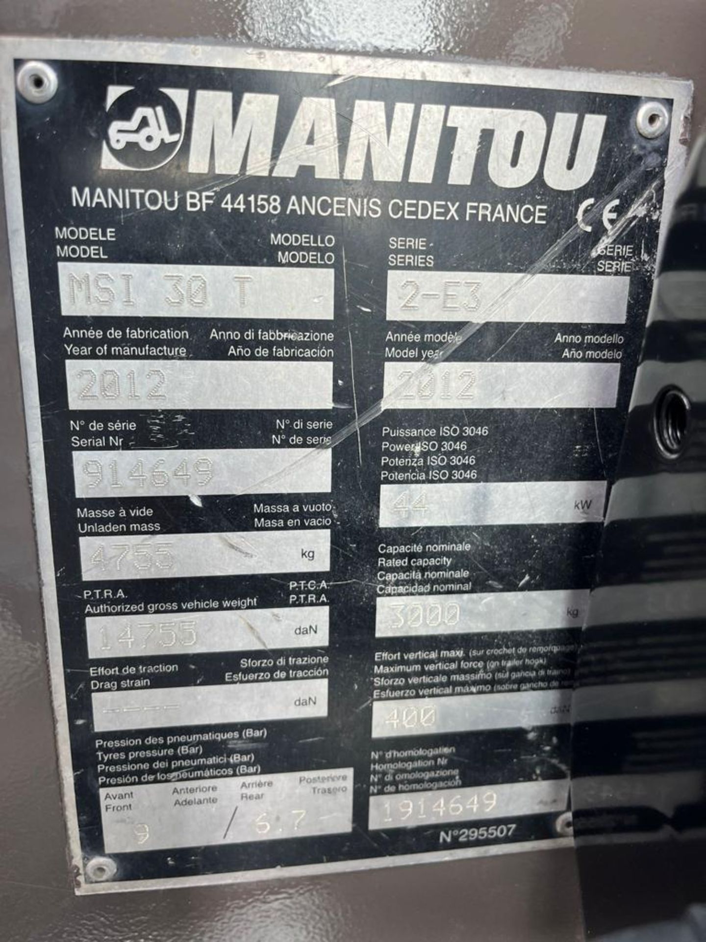 2012, MANITOU - MSI30, 3 Tonne Semi-Rough Terrain Forklift - Bild 6 aus 10