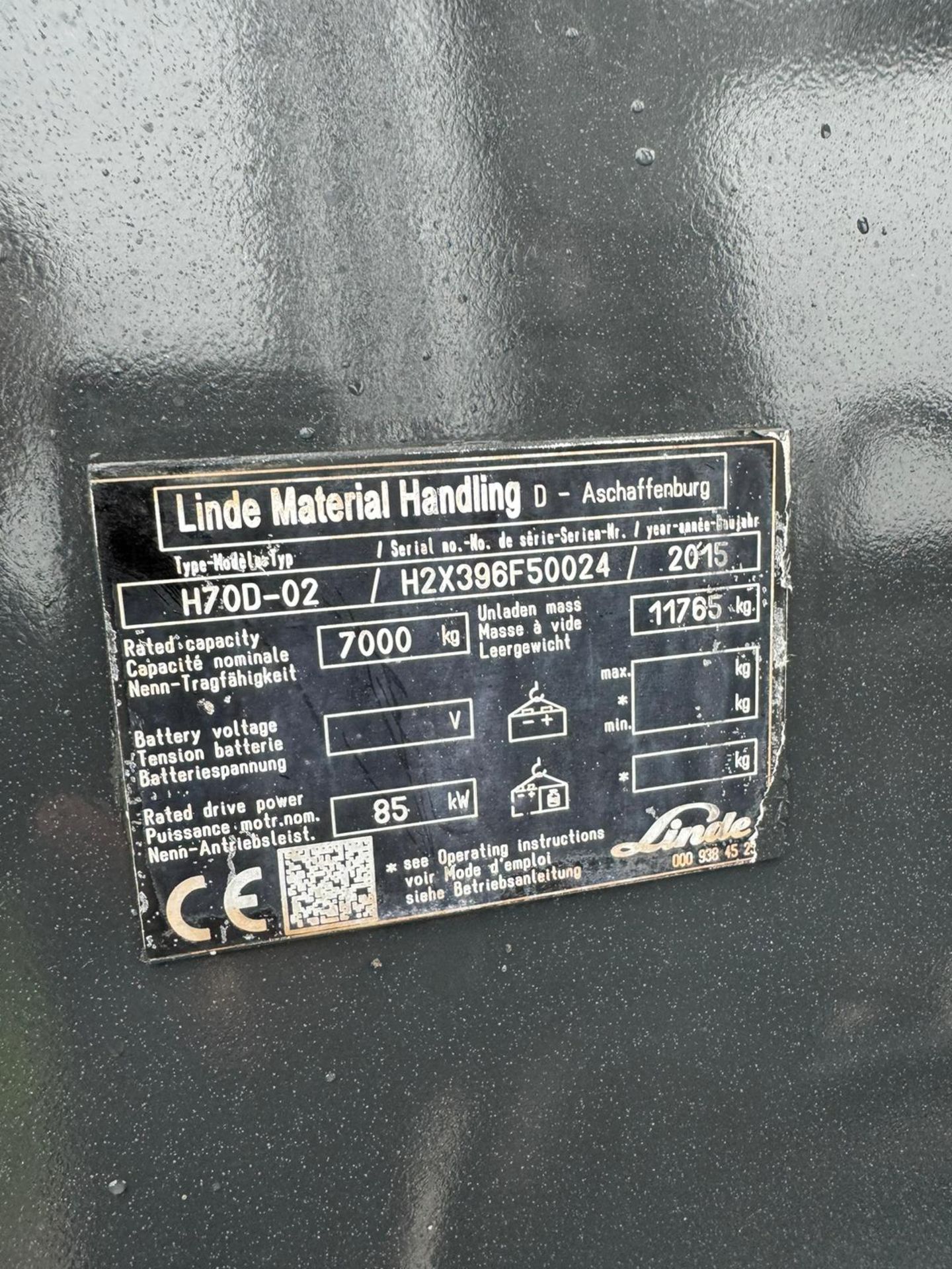 2015, LINDE - H70 Diesel Forklift - Image 9 of 9